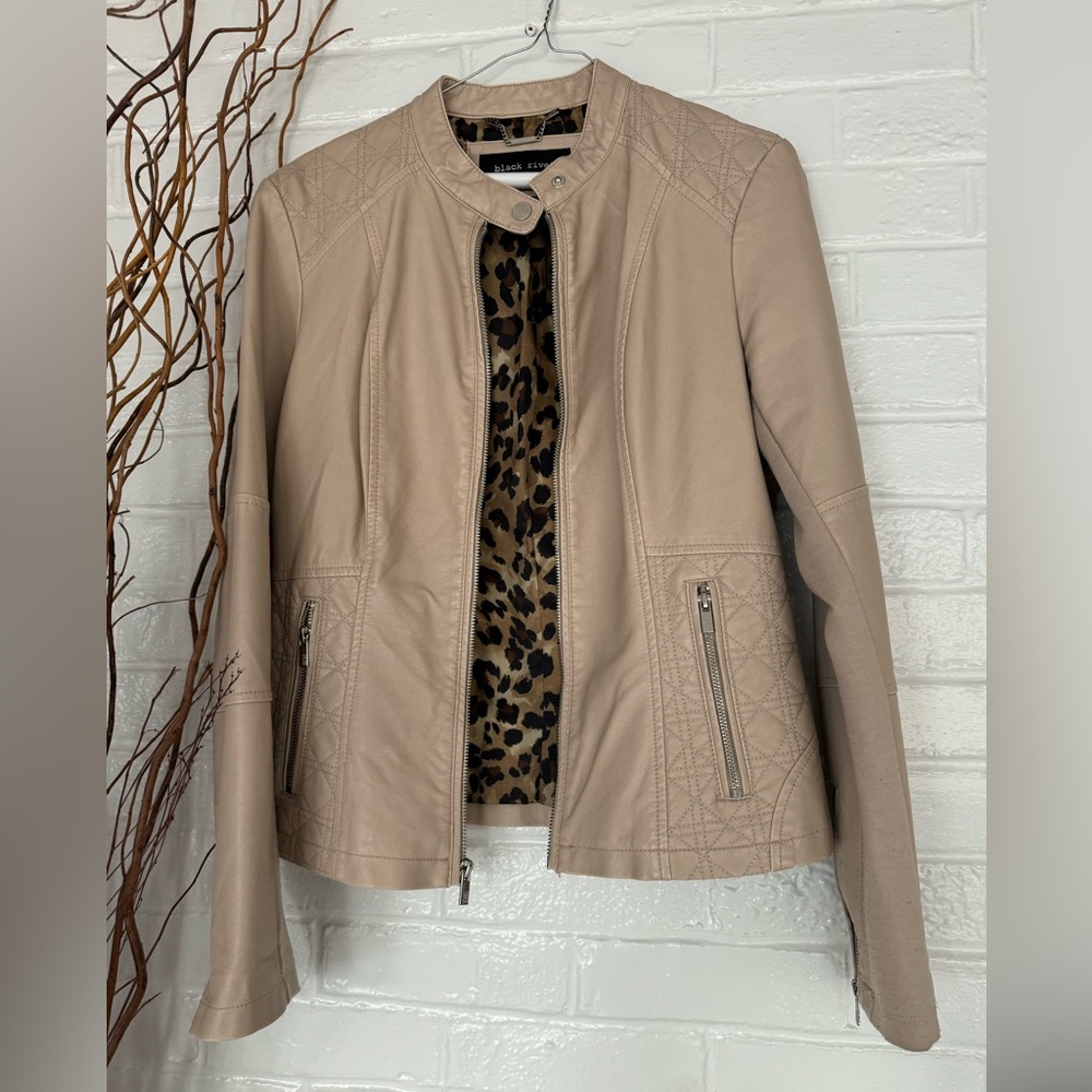 Tan faux leather jacket